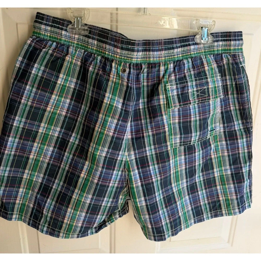 Vintage Men's Polo Ralph‎ Lauren XL Classic Plaid Multi-Color Print Swim Trunks